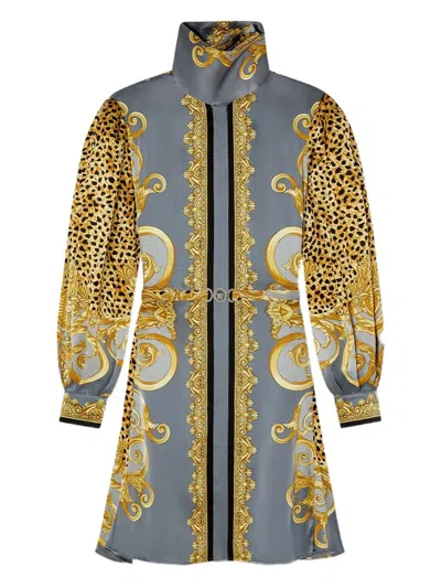 VERSACE VERSACE DRESS CHEETAH FOULARD ON SILK CREPE SATIN LW