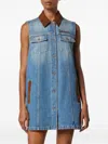 Versace Women Blue Sleeveless Buttoned Mini Dress, M Luxury Dresses For Women Darveys In Blue