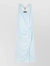 Versace Light Blue Midi Dress With V-neck And Medusa Plaque On The Back In Viscose For Women In Multi