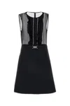 Versace Black Georgette Mini Dress In Black