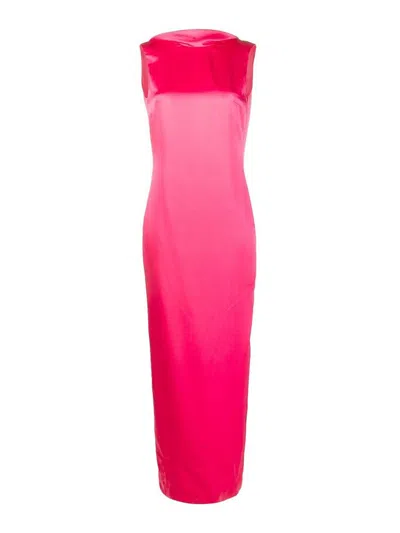 Versace Cow Long Dress In Pink