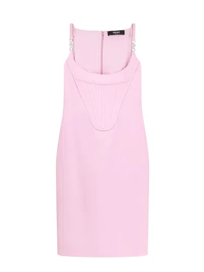 Versace Cocktail Dress Enver Satin Fabric Clothing In Pink