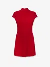 Versace Turtleneck Cap-sleeve Cady Slit Mini Dress In Red