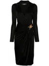 Versace Satin Dress With Safety Pin In Black