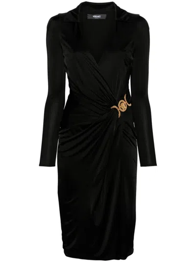 Versace Dress Stretch Crepe Jersey In Black
