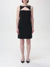 Versace Wool Blend Straight Mini Dress With Cut-out In Black