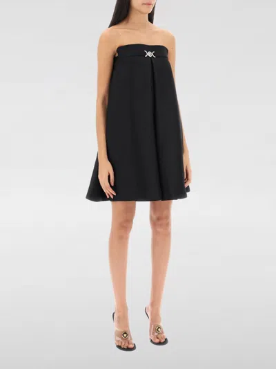 Versace Sculptural Pleated Strapless Mini Dress In 黑色
