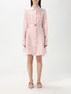 Versace Barocco Chain Pattern Mini Shirt Dress In Pink