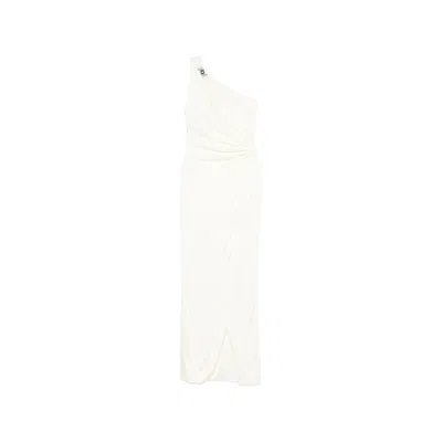 Versace Cream Jersey And Crepe Medusa 95 Draped Gown In White
