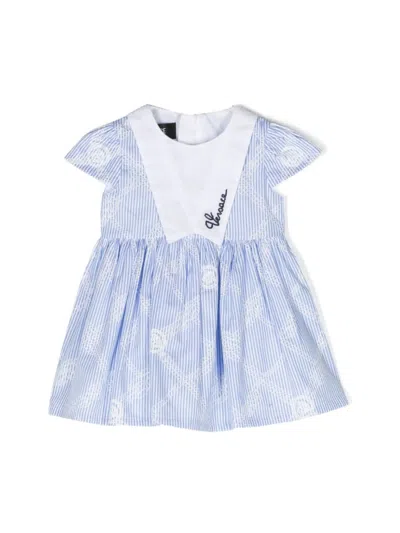 Versace Babies' Girls Blue Striped Cotton Sailor Dress