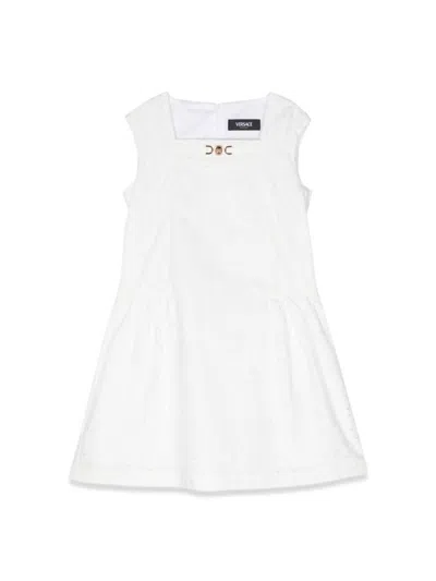 Versace Kids' Girls White Barocco Cotton Dress