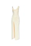 Versace Knee Length Dress Asymmetric Design In Ivory