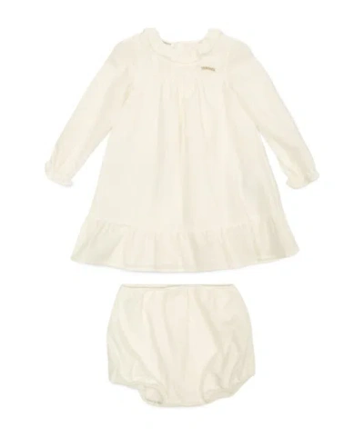 Versace Babies' Dress With Embroidered Logo In White