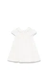 Versace Logo-embroidered Dress In Bianco Gold