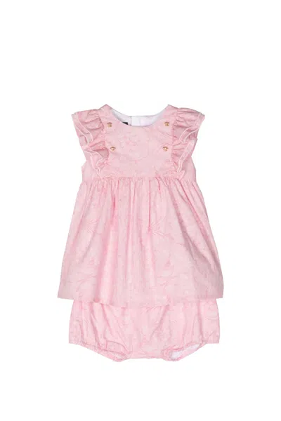 Versace Babies' Dress With Ruffles In Rose