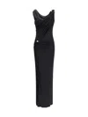 Versace Embellished Draped Stretch-jersey Gown In Black