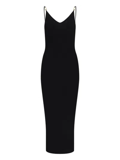 Versace Stretch Viscose Knit Midi Dress In Black