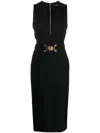 Versace V-neck Sleeveless Midi Dress In Black