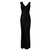 Versace Embellished Draped Stretch-jersey Gown In Black