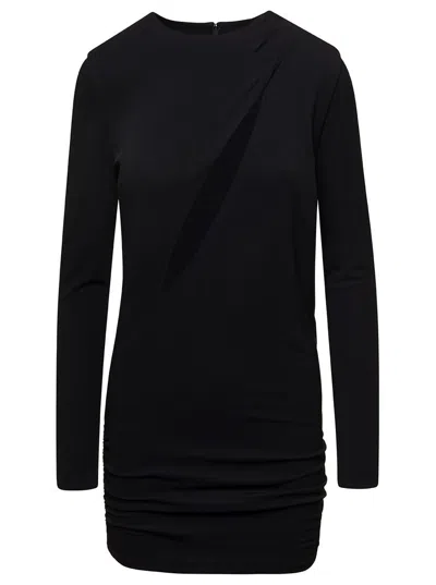 VERSACE BLACK FITTED MINIDRESS WITH CUT-OUT DETAIL