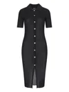Versace Rib Midi Shirtdress In Black