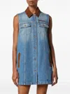 Versace Women Blue Sleeveless Buttoned Mini Dress, M Luxury Dresses For Women Darveys In Blue