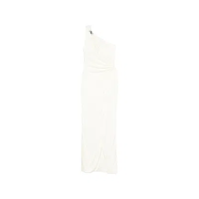 Versace Cream Jersey And Crepe Medusa 95 Draped Gown In White