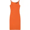 Versace Medusa Strap Detail Cady Sheath Dress In Orange