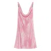 Versace Medusa Strap Silk Chiffon Sequin Cocktail Dress In Pink