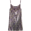 Versace Poppies Metal Mesh Mini Slip Dress In Purple