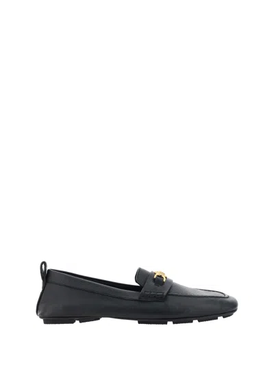 Versace Villa Suede Loafers In Black