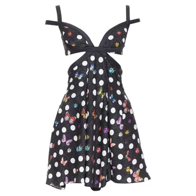 Versace Dua Lipa La Vacanza Runway Butterfly Harness Dress In Black