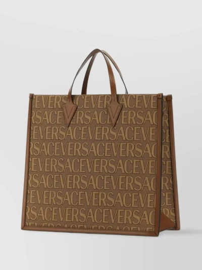 Versace Dual Handle Tote Bag In Brown