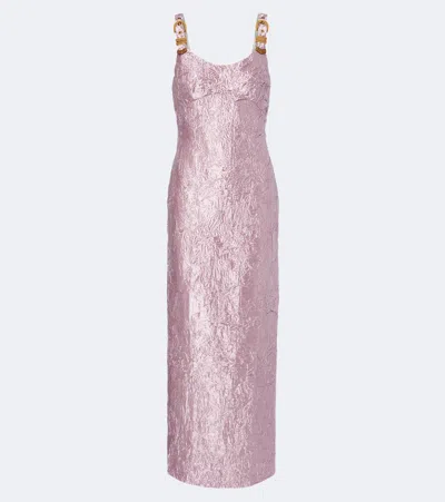 Versace Duchess Satin Gown In Pink