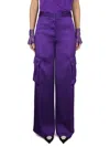 Versace Duchesse Viscose Informal Wide-leg Cargo Pant In Purple