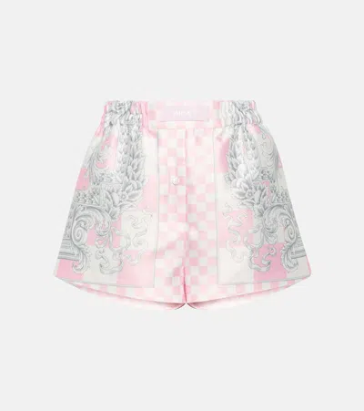 Versace Shorts In Rosa E Bianco