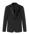 Versace Duchesse Satin-trim Single-breasted Blazer In Black
