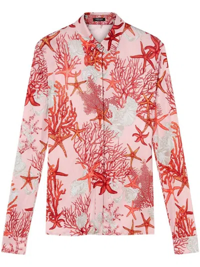 Versace Sea Life-print Shirt In Dusty Rose Coral