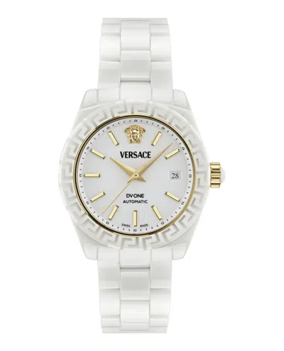 Versace Dv One Automatic Watch In White Ceramic