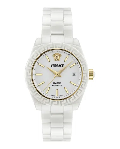 Versace Dv One Automatic Watch In White Ceramic