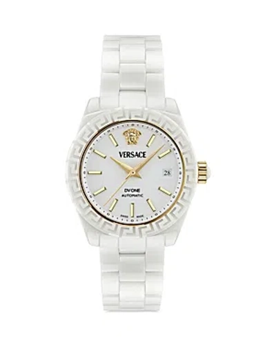 Versace Dv One Automatic Watch In White Ceramic