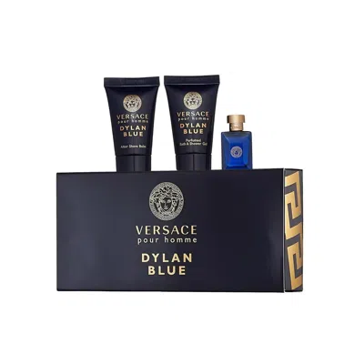 Versace Dylan Blue 3 Pcs Set For Men: 5 ml Eau De Toilette Mini + 0.8 Shower Gel + 0.8 After Shave B
