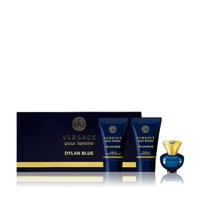 Versace Dylan Blue 3 Pcs Set For Women: 5 ml Eau De Parfum Mini + 0.8 Sublime Bath And Shower Gel +