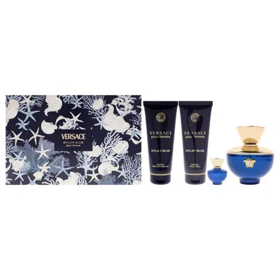Versace Dylan Blue By  For Women - 4 Pc Gift Set 3.4oz Edp Spray, 0.17oz Edp Splash (mini), 3.4oz Bod