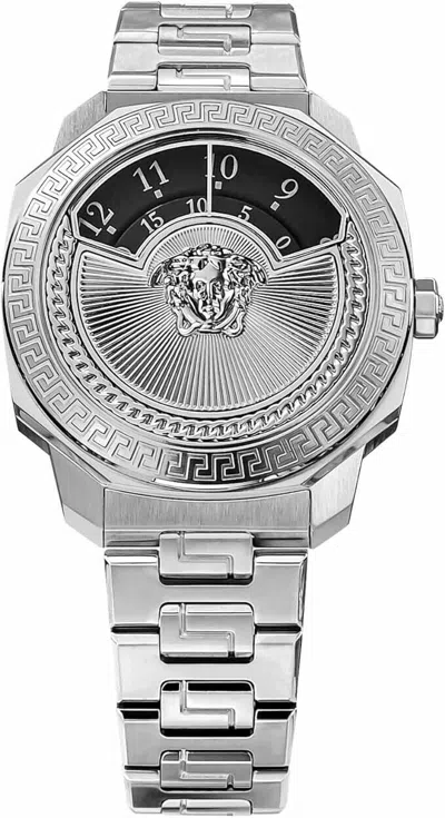 Pre-owned Versace Dylos Icon Silver Dial Sapphire Glass Quartz 38 Mm Swiss Watch Vqu030015