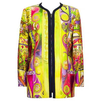 Pre-owned Versace Early 1990s Gianni  Couture Baroque Jacket With Zipper In Yellow