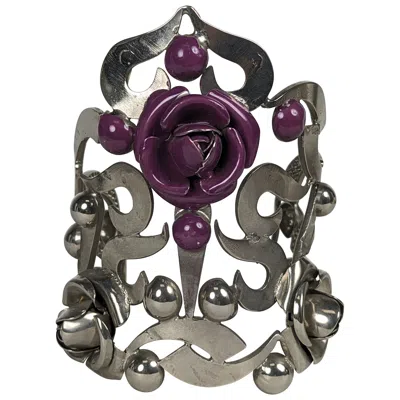 Pre-owned Versace Early Gianni  Enamel Floral Cuff In Multi