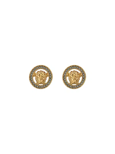 Versace Medusa Earrings In  Gold-black
