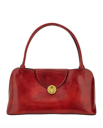 Versace Vivian Medium Glossed-leather Shoulder Bag In Red