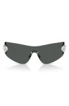 Versace Eclipse 142mm Rimless Wrap Shield Sunglasses In 10008742 Dark Grey